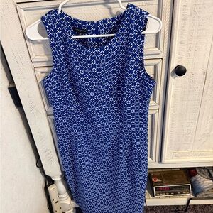 Mario Serrani Blue and White Geometric Midi Dress